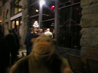 Mr Monkey in line outside Doc Maynard's