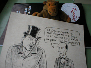 Mr Monkey showing the top half of a Holmesian cartoon