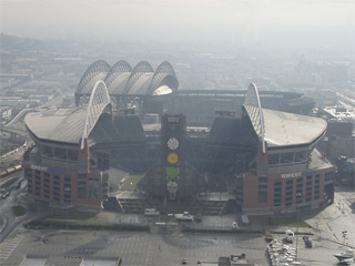 The Qwest and Safeco stadiums from Smith Tower