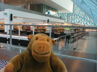 Mr Monkey in the Betty Jean Narver Reading Room