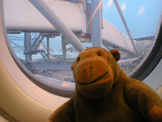 Mr Monkey looking at the ceiling of the Reading Room