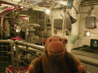 Mr Monkey in the forward engine room
