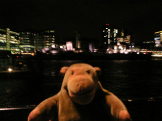 Mr Monkey trying to see HMS Belfast at night