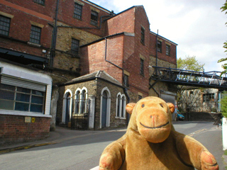 Mr Monkey looking at factory buildings