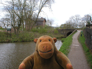 Mr Monkey looking at the crossing bridge in the Winding Hole