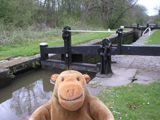 Mr Monkey looking at the upper lock gate