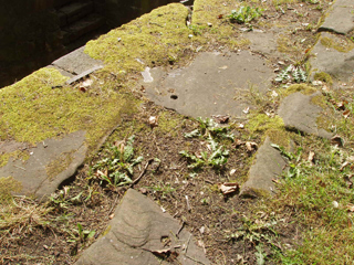 Grooves and holes marking the site of the old tramway