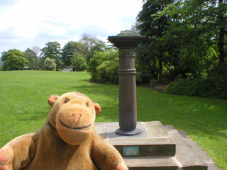 Mr Monkey looking at the sundial from Narple Hall