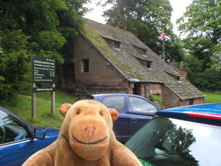 Mr Monkey outside Nether Alderley watermill