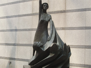 The statue outside the European Parliament