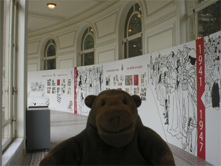 Mr Monkey at the entrance to the Herge exhibition