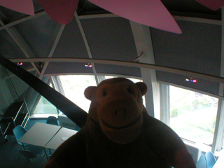 Mr Monkey looking down on to the lower level of the upper sphere