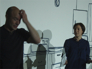 Leigh Symonds and Jo Mousley as Jackson Pollock and Lee Krasner
