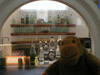 Mr Monkey looking at a selection of Harrogate waters