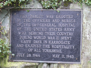 The 116th General Hospital's tablet in Valley Gardens
