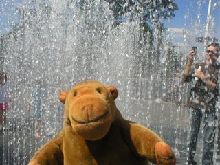Mr Monkey inside the Appearing Rooms fountain