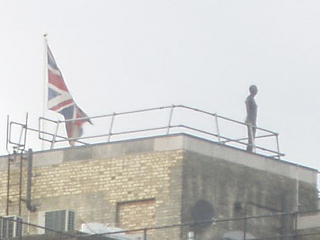 A Gormley on top of Charing Cross station seen from the Citadine hotel
