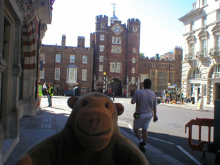 Mr Monkey watching filming outside St James Palace
