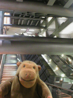 Mr Monkey inside Westminster tube station
