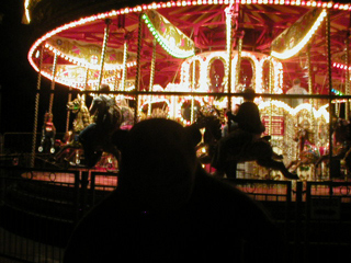 Mr Monkey looking at the carousel