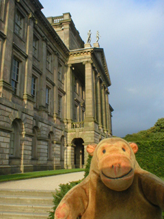 Mr Monkey looking at the back of Lyme Hall