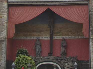 The Crucifxion scene at the base of Saint Peter's Tower