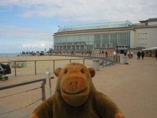 Mr Monkey looking towards the Kurshall from the promenade