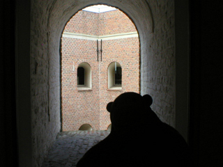 Mr Monkey looking out of one of the internal windows