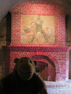 Mr Monkey looking at the Barbarian mural