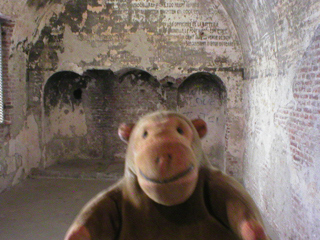 Mr Monkey in the fort's kitchens