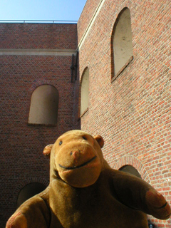 Mr Monkey looking at the inner walls of the central tower