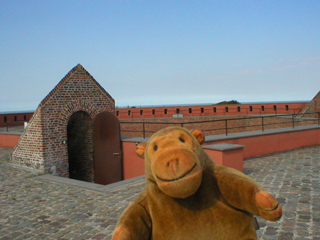 Mr Monkey on the roof of Fort Napoleon