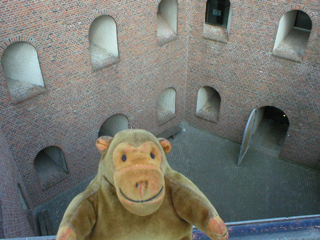 Mr Monkey looking down onto the central courtyard