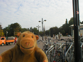 Mr Monkey looking towards Bruges from the station