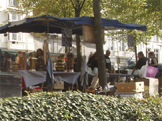 The market on the Dijver seen from a canal boat