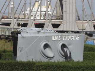 The bows of HMS Vindicitive set up as a monument
