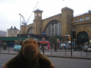 Mr Monkey looking at King's Cross Station