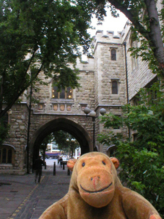 Mr Monkey looking at St John's Gate