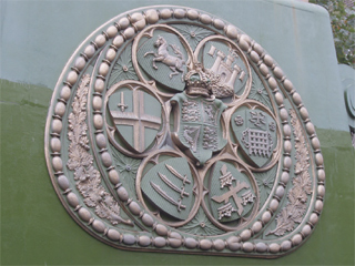 The coats of arms on the anchors of the Hammersmith Bridge