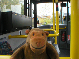 Mr Monkey on a bus at the Wetlands Centre