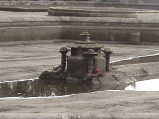 A fountain not throwing water into the air