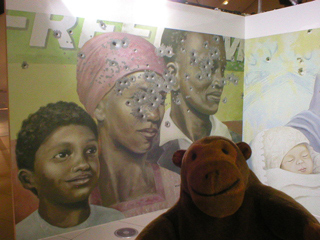 Mr Monkey looking at a Misereor War Orphans press advert