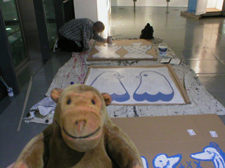 Mr Monkey watching Peter Rayner painting