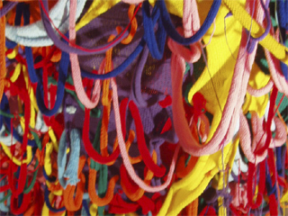 A close-up of Lauren Mullarkey's knitted tendrils