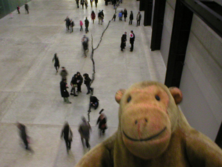 Mr Monkey looking down on the Turbine Hall of Tate Modern