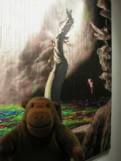 Mr Monkey looking at the stricken tree in Death by a Thousand Cuts