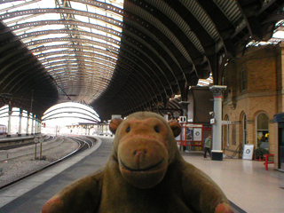 Mr Monkey on the platform at York station