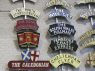 A selection of train nameplates