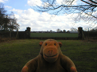 Mr Monkey examining the blocked main gates of the park