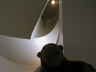 Mr Monkey looking up at the main staircase